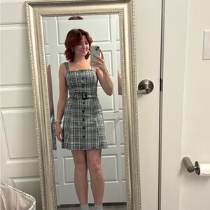 SO Black and White Plaid Mini Dress